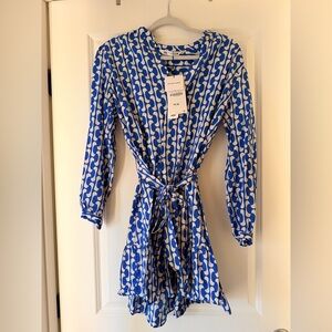 Zara Blue and White Wave Dress